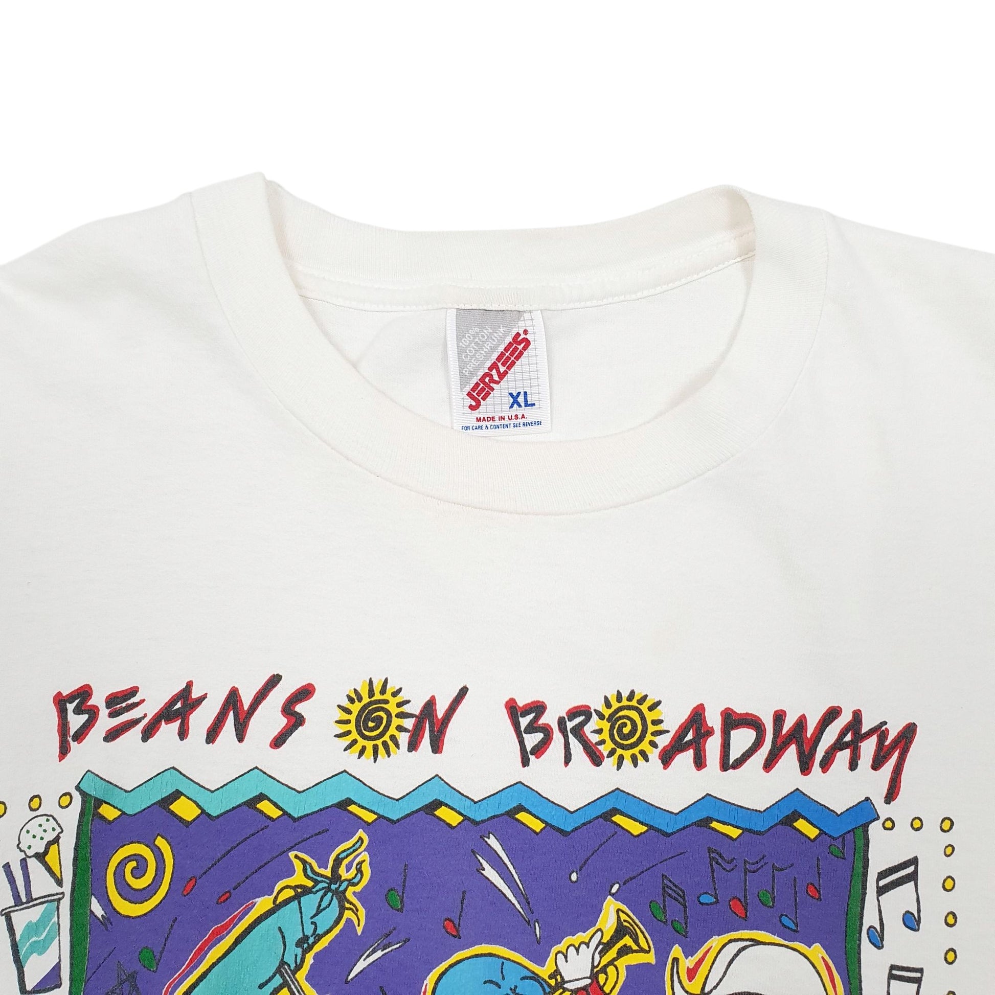 Mens White Jerzees Single Stitch Vintage 90s Short Sleeve T Shirt