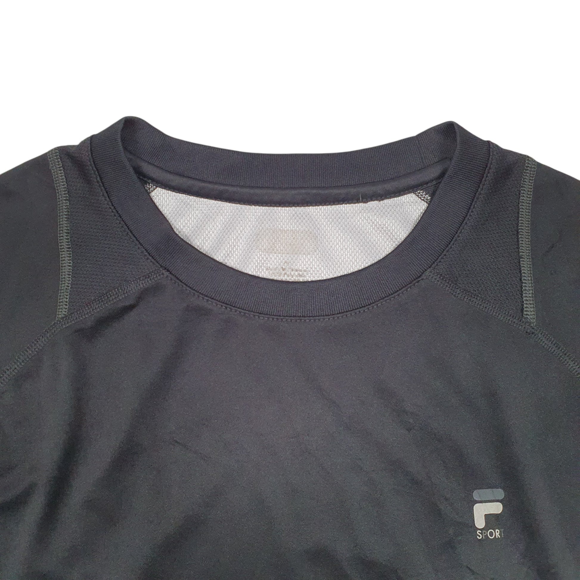 Mens Black Fila Sport Active Workout Gym Short Sleeve T Shirt