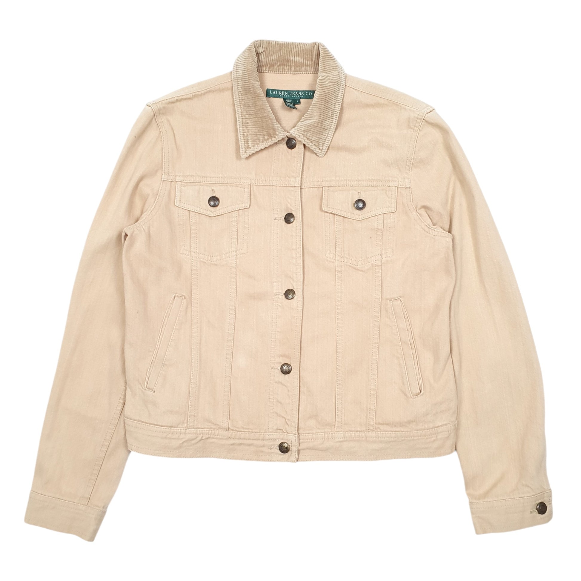 Womens Beige Lauren Ralph Lauren Type 3 Trucker V Neck Coat