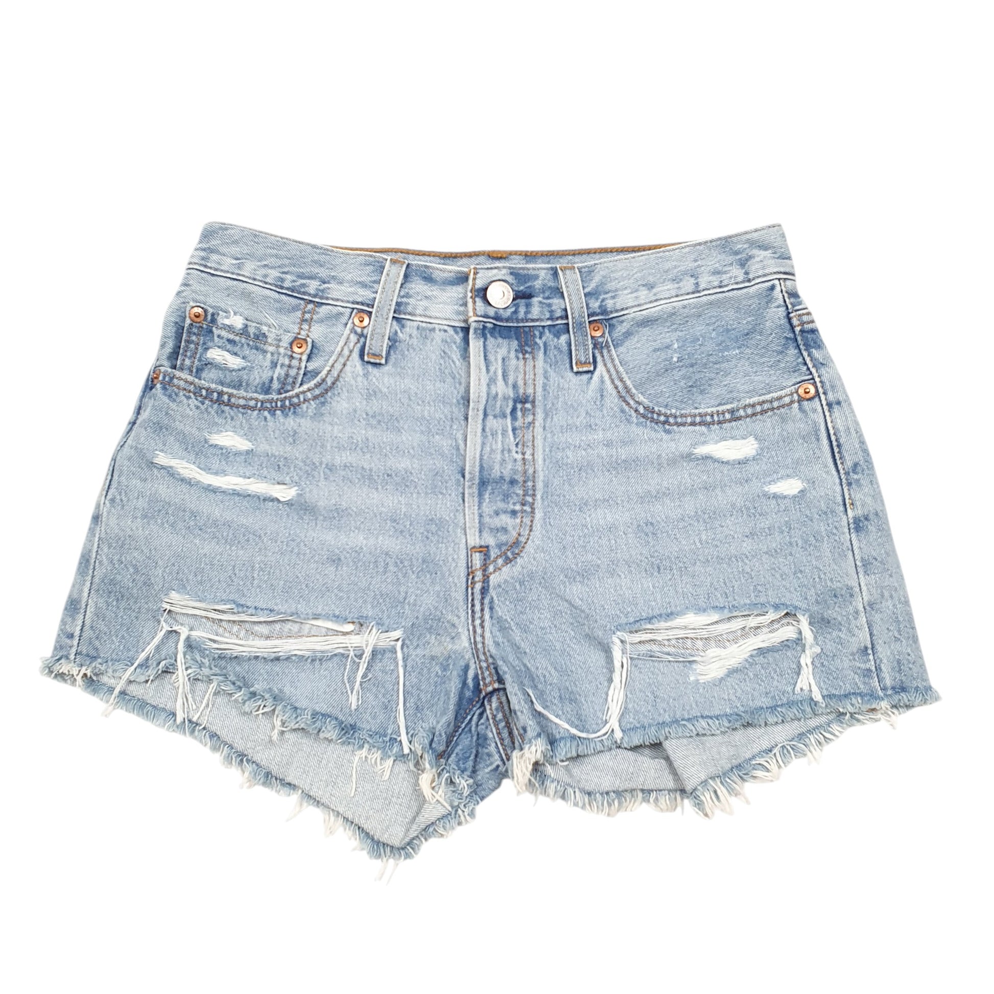 Womens Blue Levis 501 Jorts Hot Pants Distressed BNWT Denim Shorts