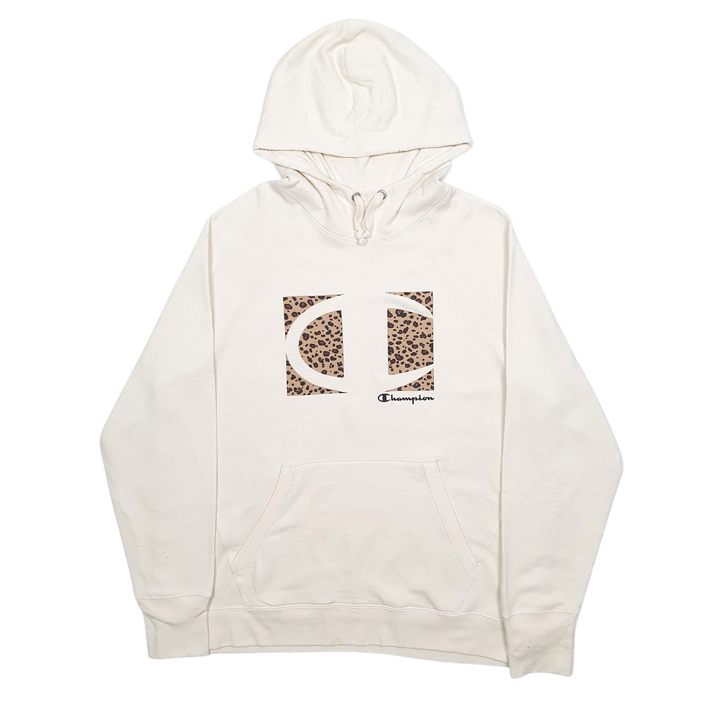 Womens Cream Champion Spellout Hoodie Jumper