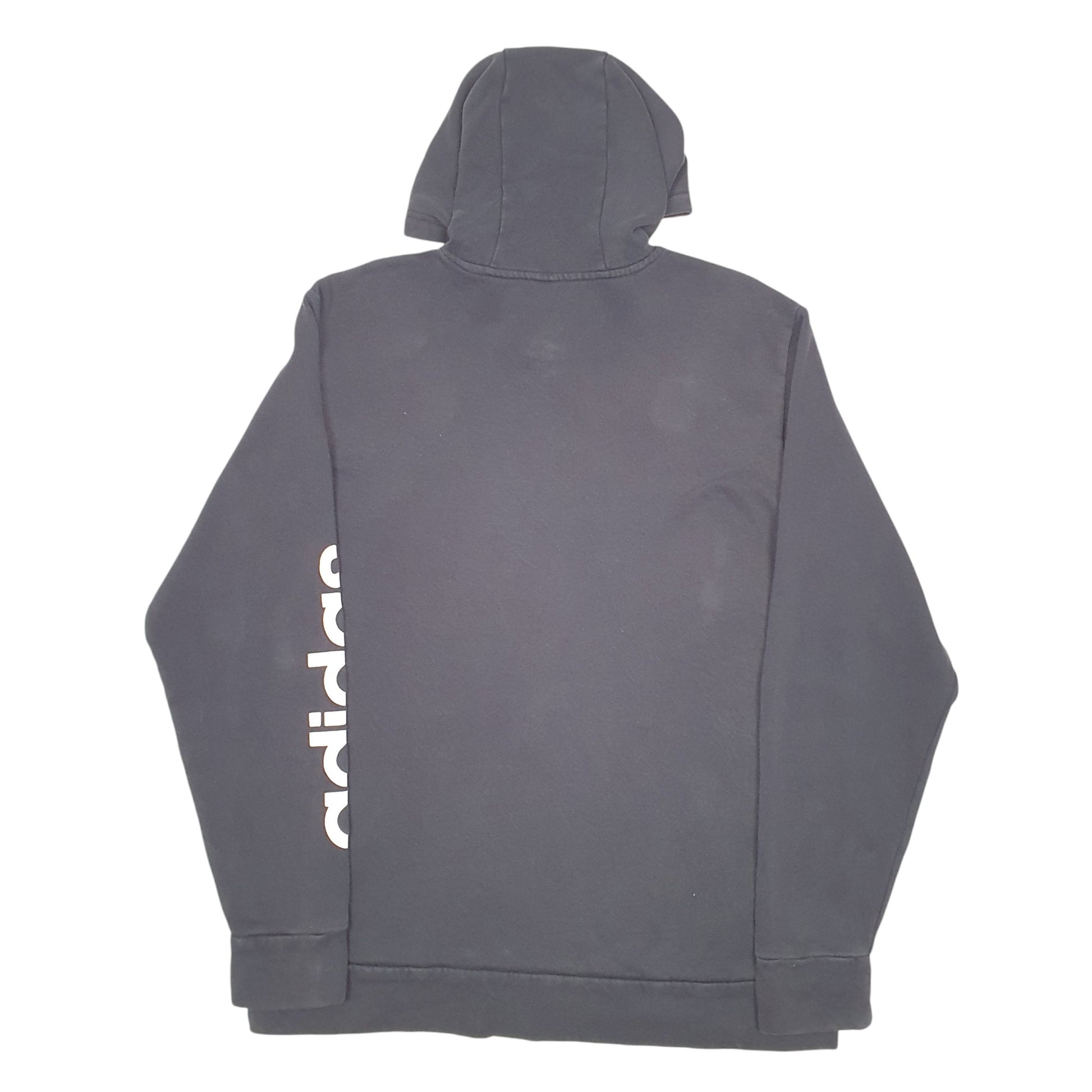 Mens Black Adidas Sleeve Spellout Hoodie Jumper