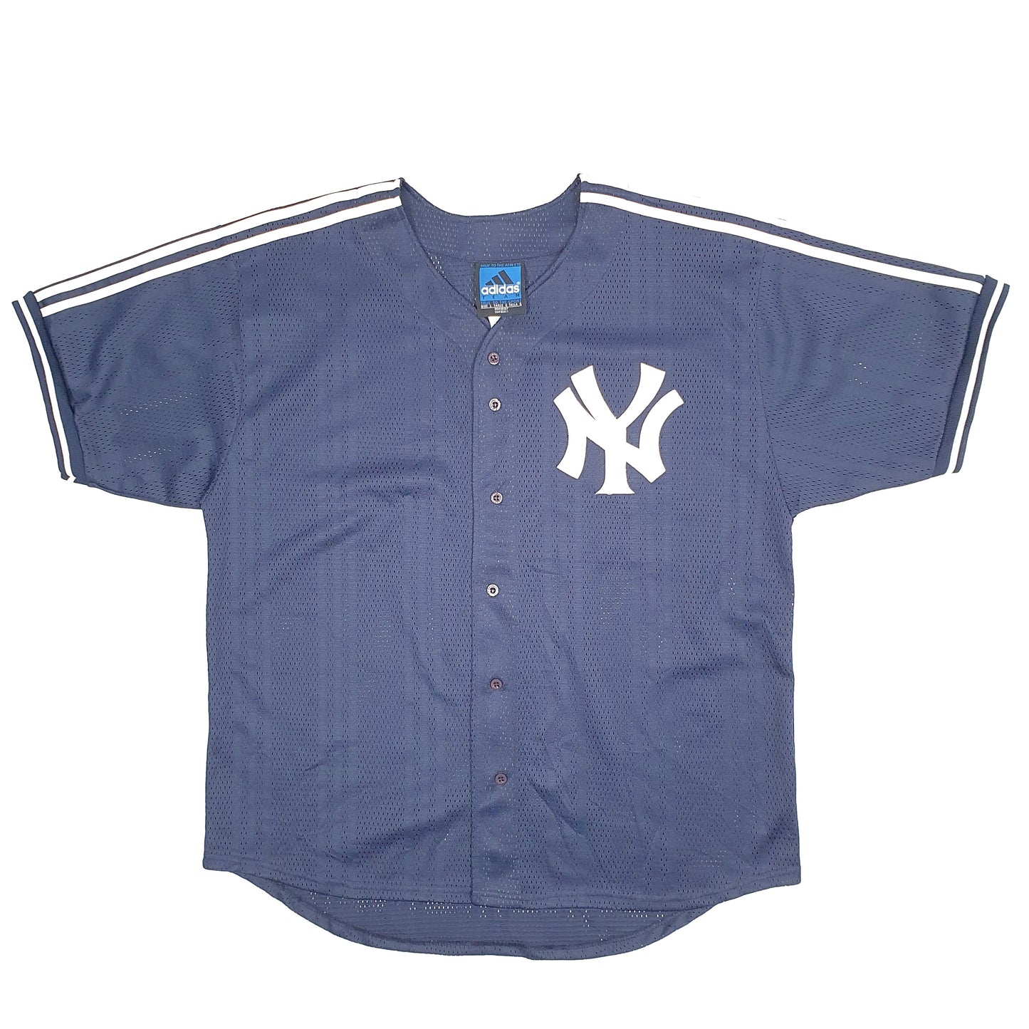 Mens Navy Adidas Vintage 2000s MLB Baseball Jersey New York Yankees Short Sleeve T Shirt