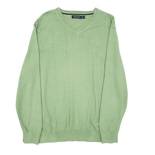 Mens Green Nautica Knitwear V Neck Jumper