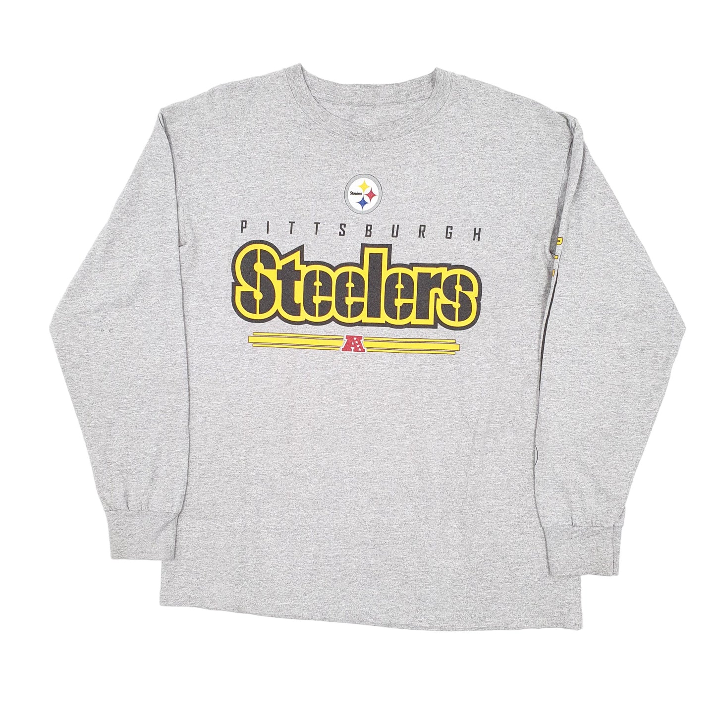 Mens Grey NFL Pittsburgh Steelers Football Long Sleeve T Shirt