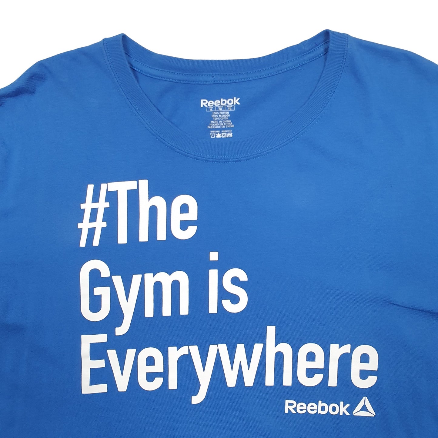 Mens Blue Reebok Spellout Short Sleeve T Shirt