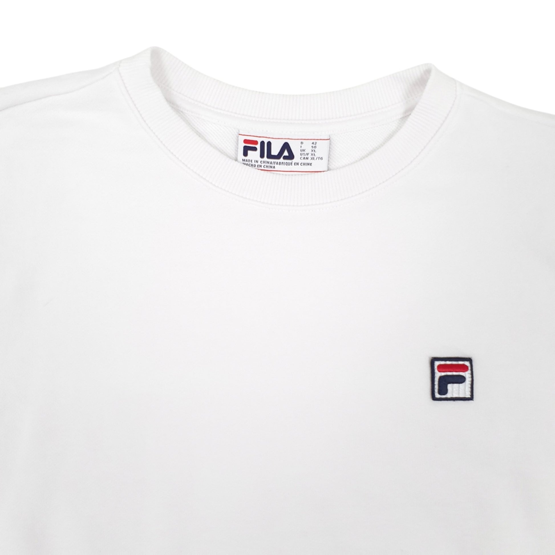 Mens White Fila  Crewneck Jumper