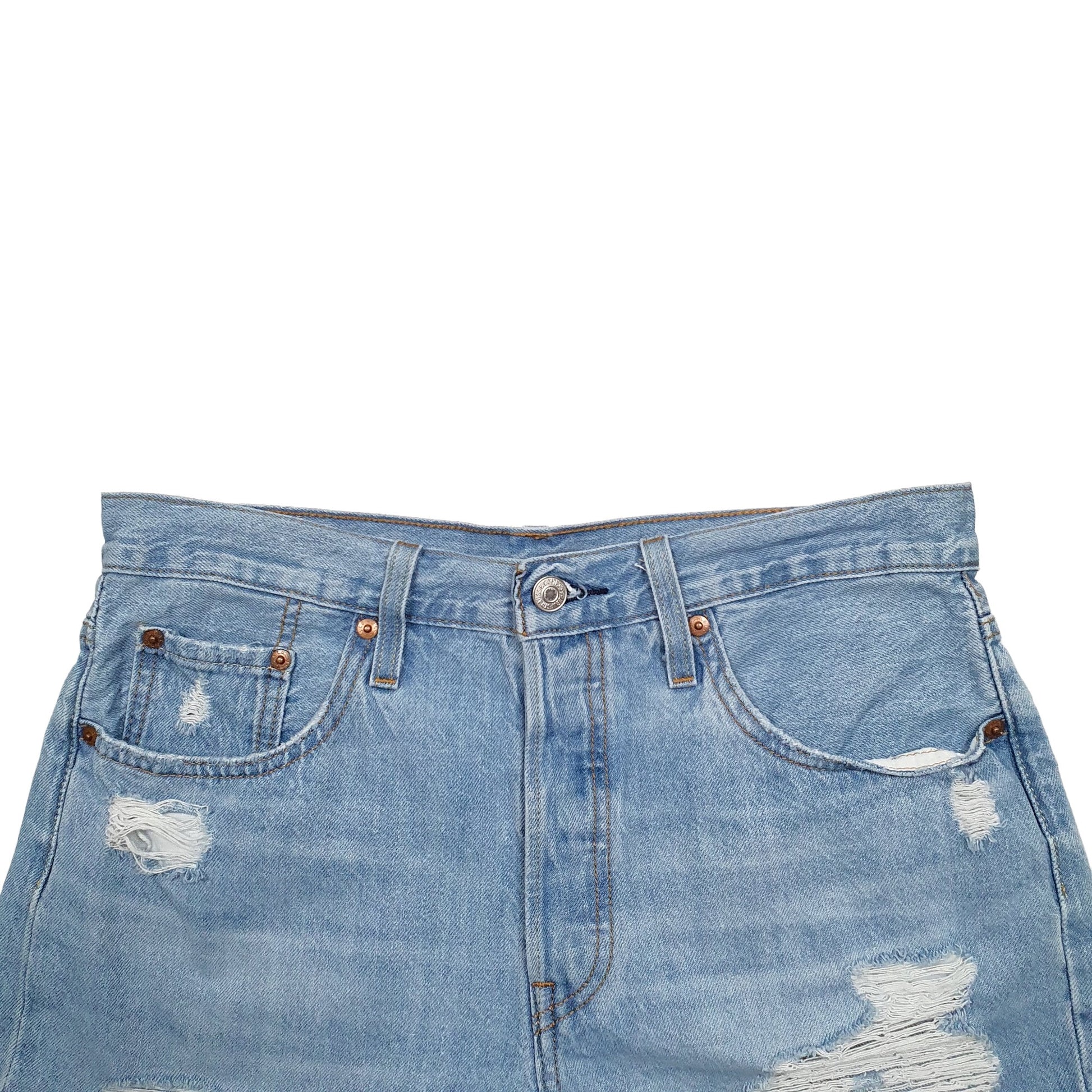Womens Blue Levis 501 Jorts Distressed Denim Shorts