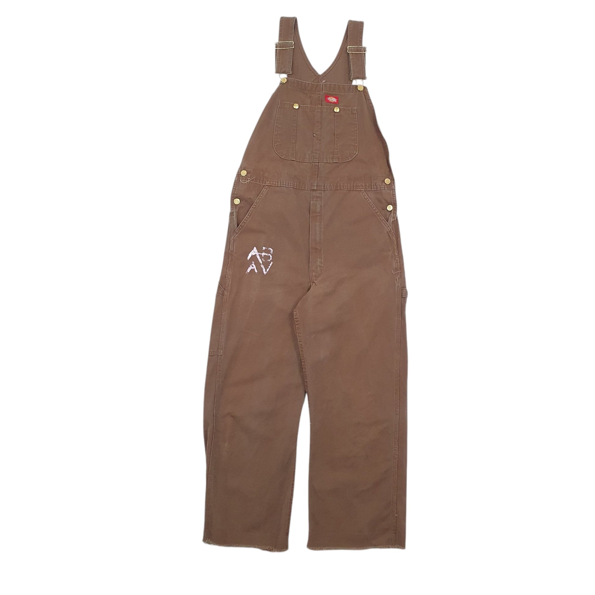 Mens Brown Dickies Denim Overalls Bib Dungaree Trousers