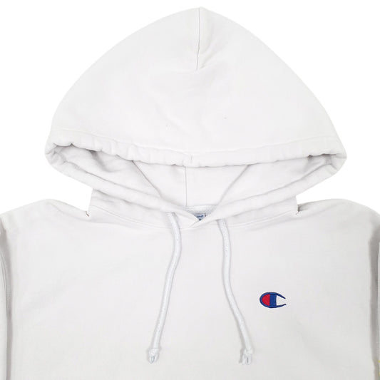 Womens White Champion Croptop Reverse Weave Hoodie Jumper