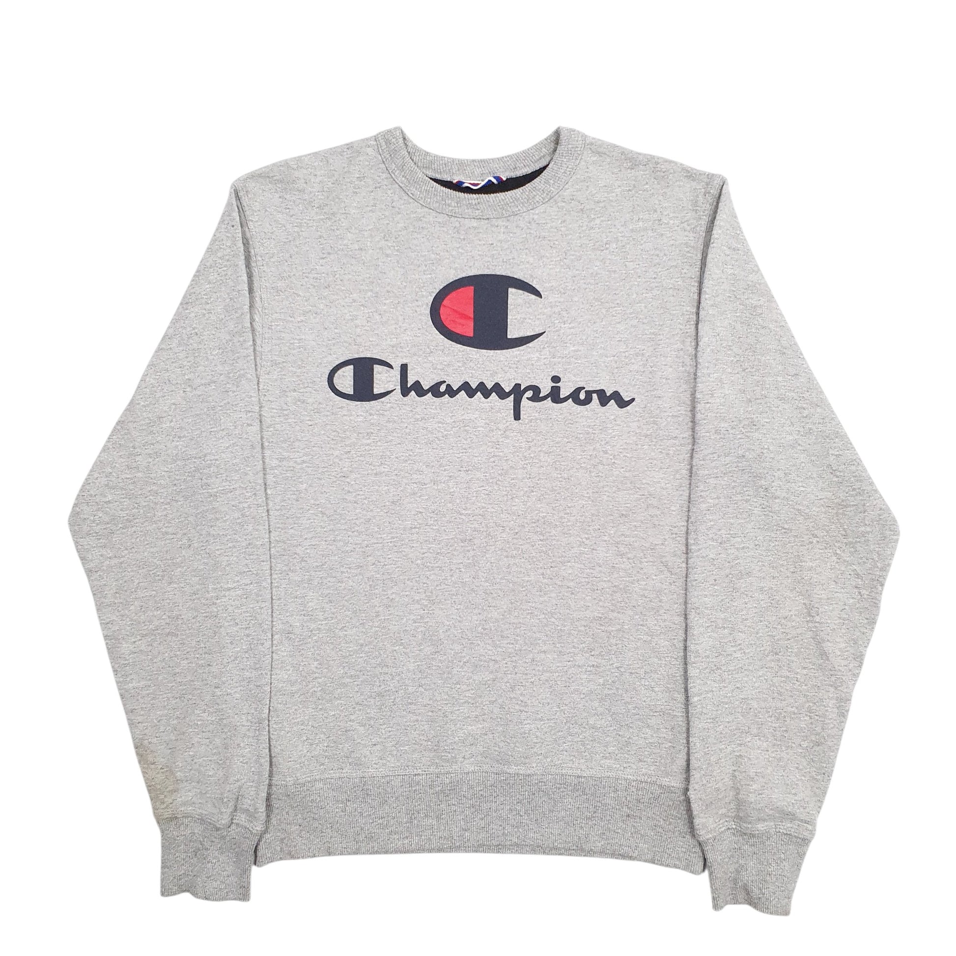 Mens Grey Champion Spellout Crewneck Jumper
