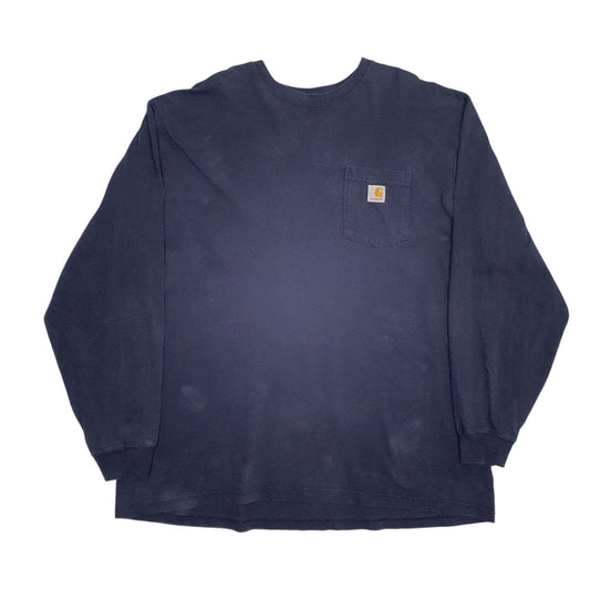 Mens Navy Carhartt  Long Sleeve T Shirt