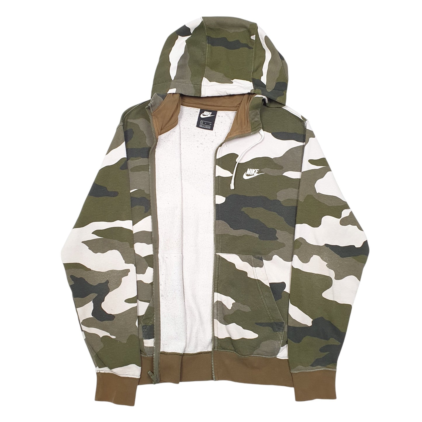 Mens Khaki Nike Hoodie Camouflage Full Zip Jumper