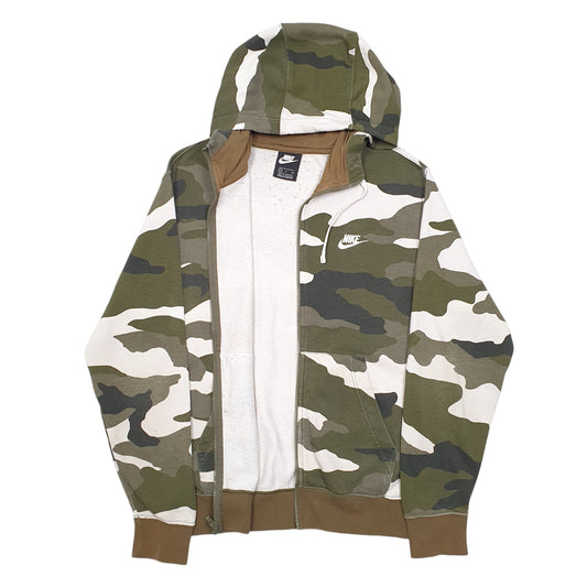 Mens Khaki Nike Hoodie Camouflage Full Zip Jumper