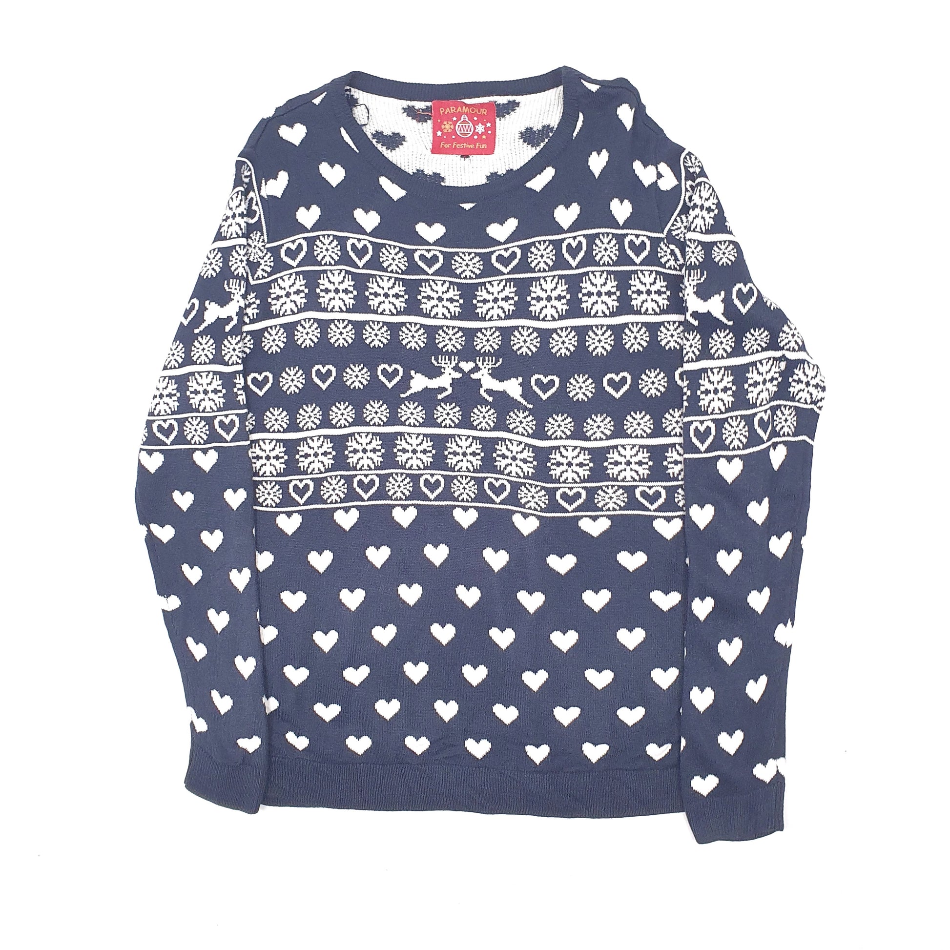 Womens Navy Paramour Christmas Xmas Crewneck Jumper