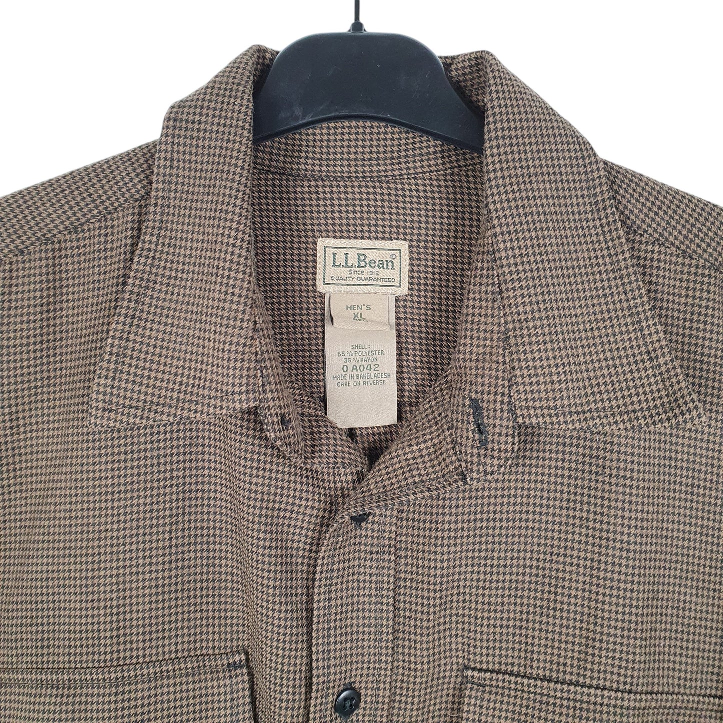 Mens Brown L.L.Bean Houndstooth Blend Long Sleeve Shirt