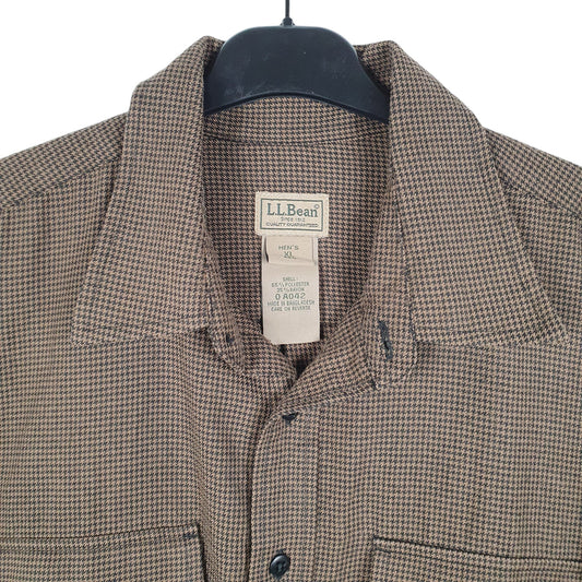 Mens Brown L.L.Bean Houndstooth Blend Long Sleeve Shirt