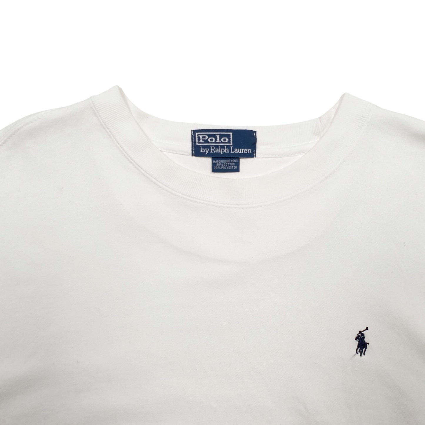 Mens White Ralph Lauren Vintage 90's Crewneck Jumper