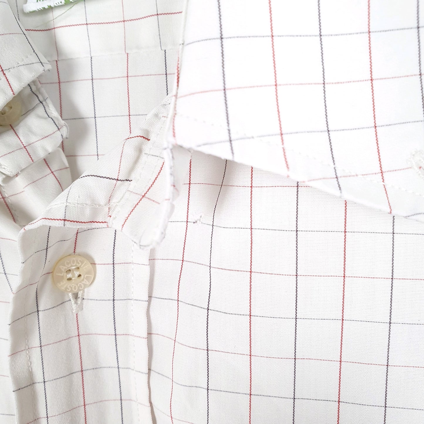 Mens White Lacoste Vintage Made In France Long Sleeve Shirt