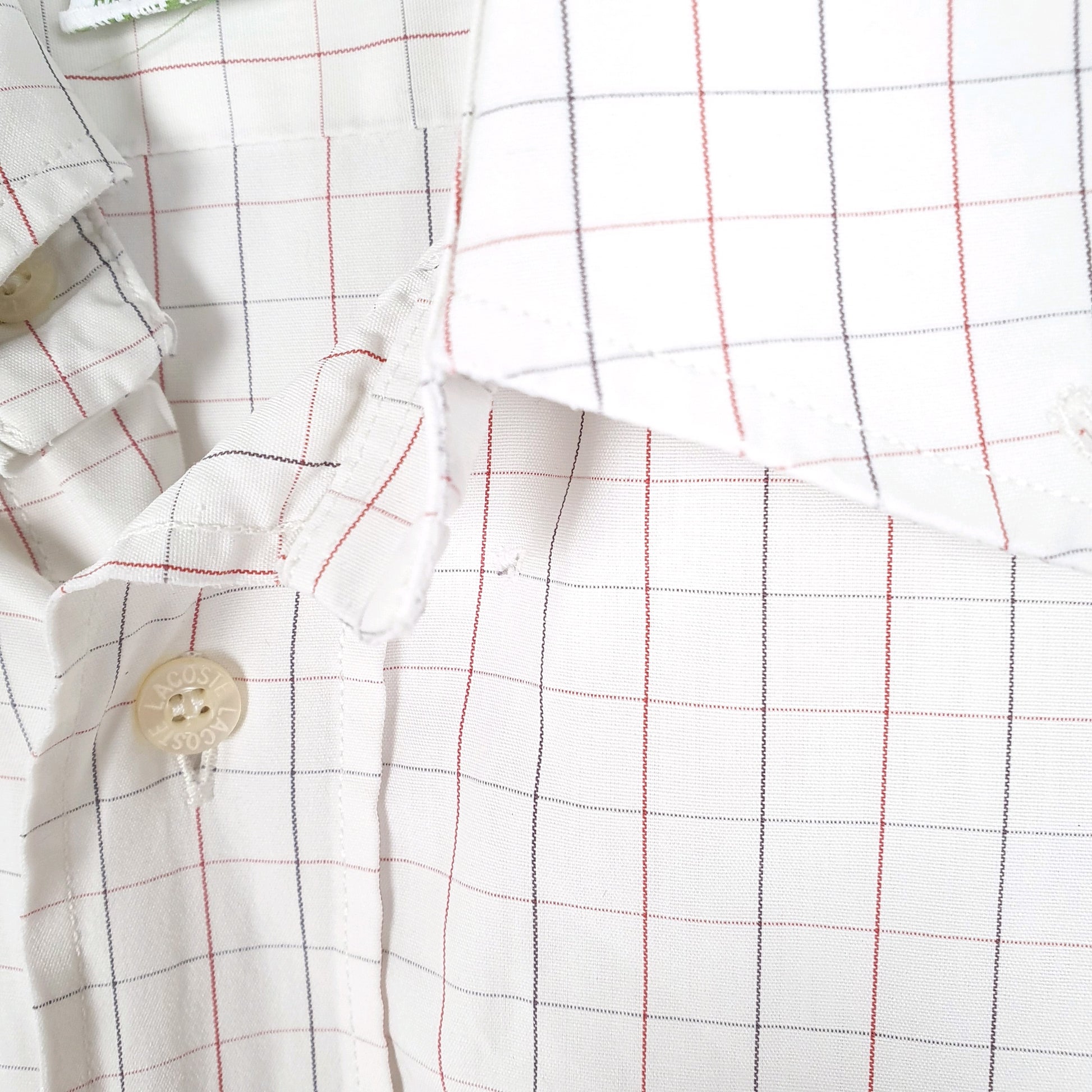 Mens White Lacoste Vintage Made In France Long Sleeve Shirt