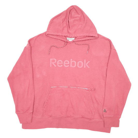 Womens Red Reebok Spellout Hoodie Jumper