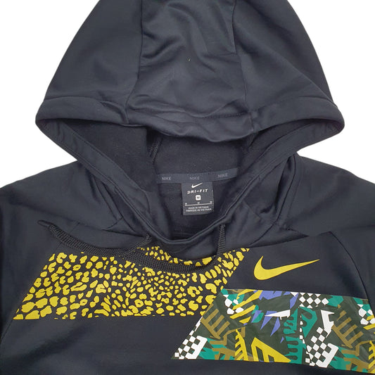 Mens Black Nike Spellout Pattern Dri-Fit Hoodie Jumper