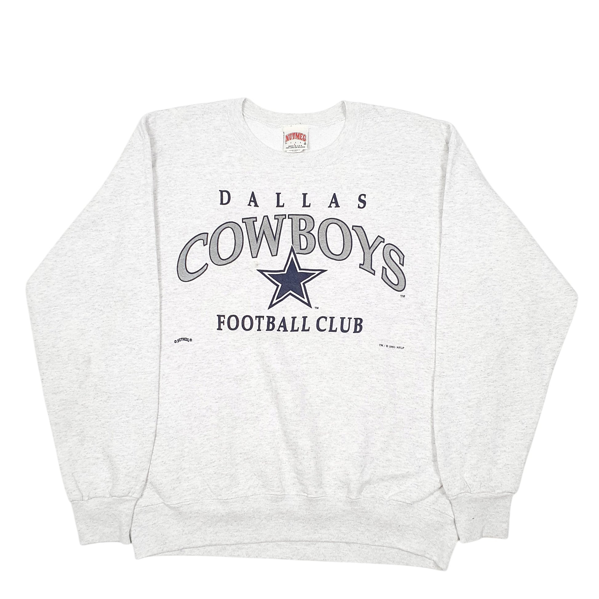 Mens Grey Nutmeg Mills Vintage 1995 90s Dallas Cowboys Football Made In USA Crewneck Jumper