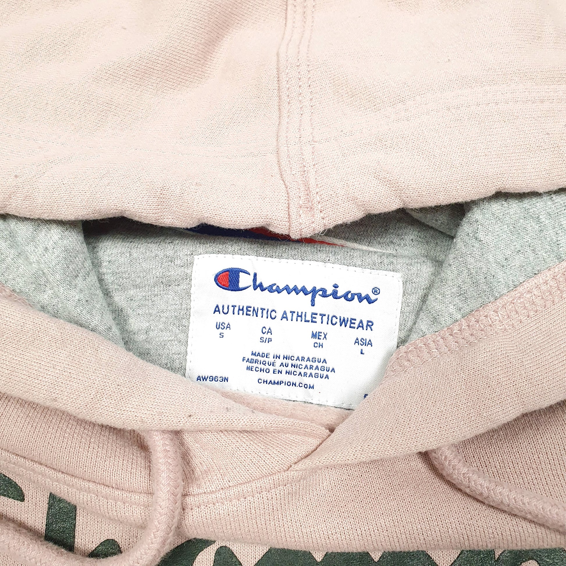 Mens Pink Champion Script Hoodie Jumper