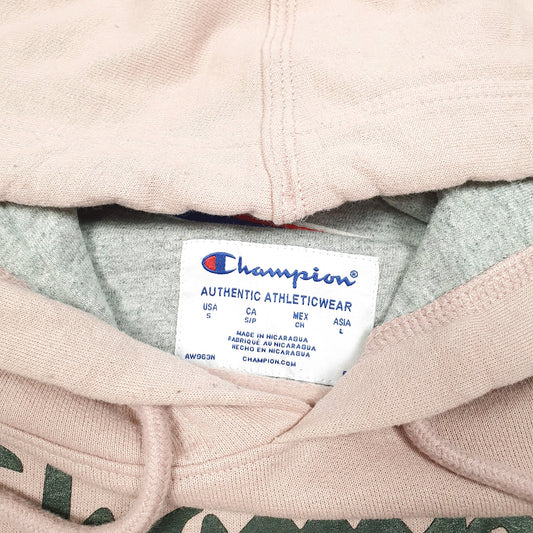 Mens Pink Champion Script Hoodie Jumper