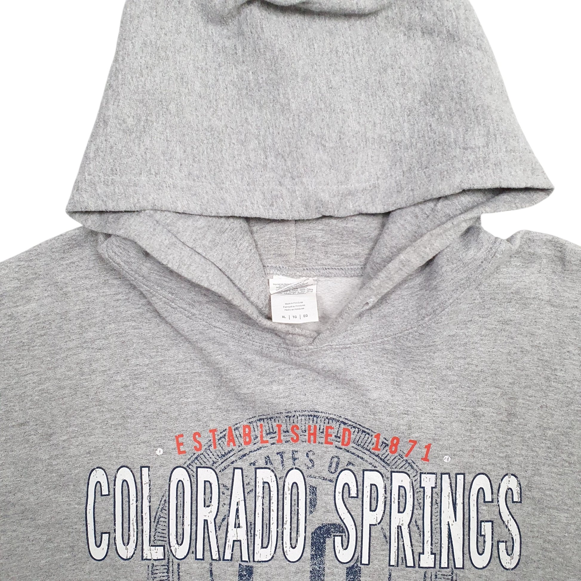 Mens Grey Gildan Colorado Springs Spellout Hoodie Jumper