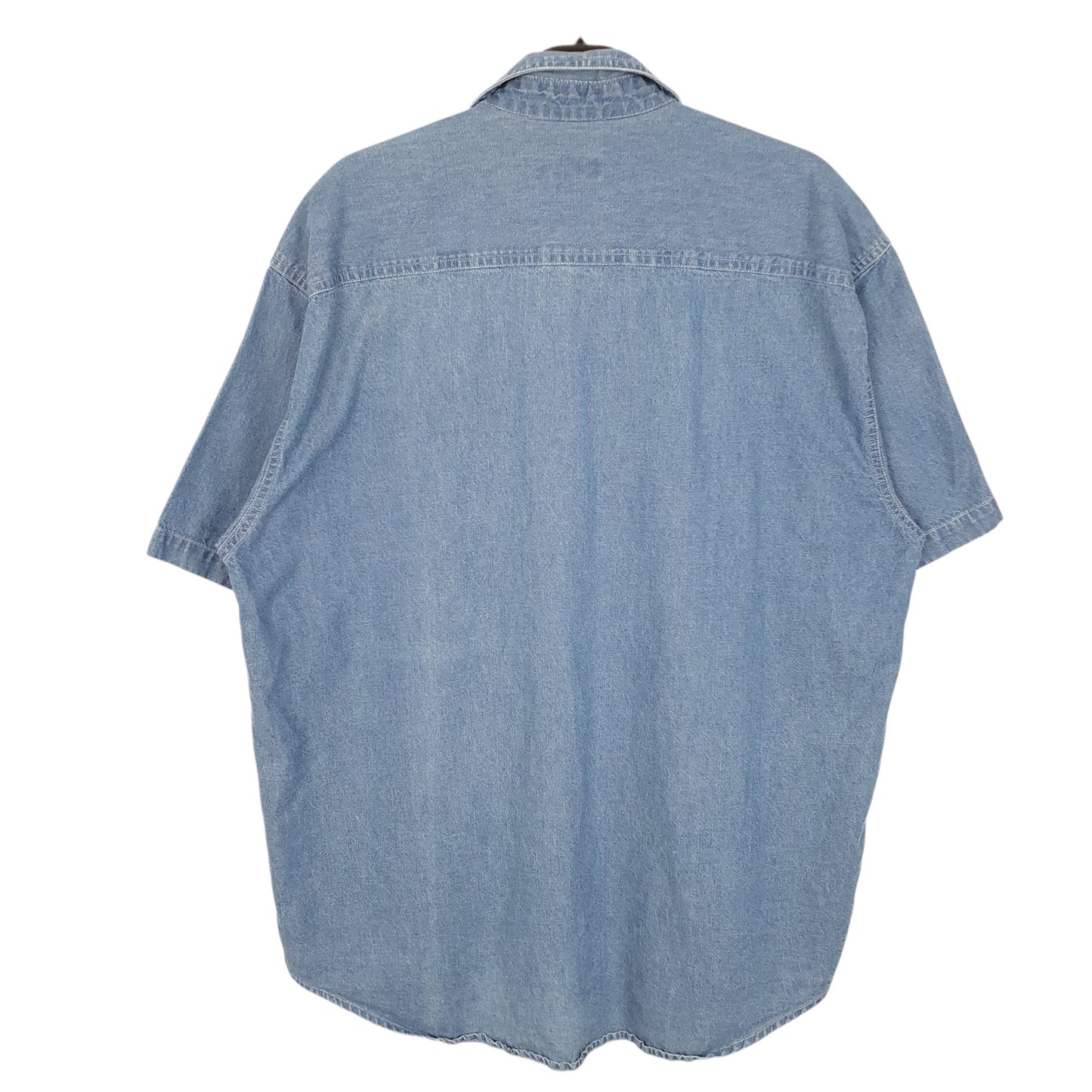 Mens Blue Special Basic Sports Denim Short Sleeve Shirt