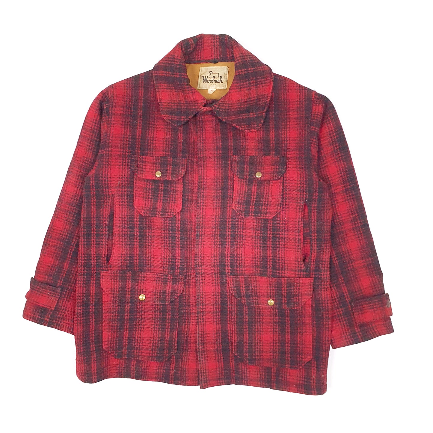 Mens Red Woolrich Vintage 1960s 70s Mackinaw Hunting Plaid  Coat