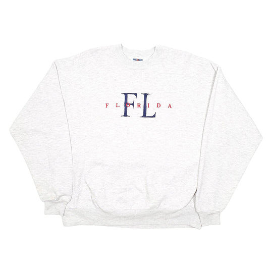 Mens Grey Jerzees Vintage Florida Made In USA Crewneck Jumper