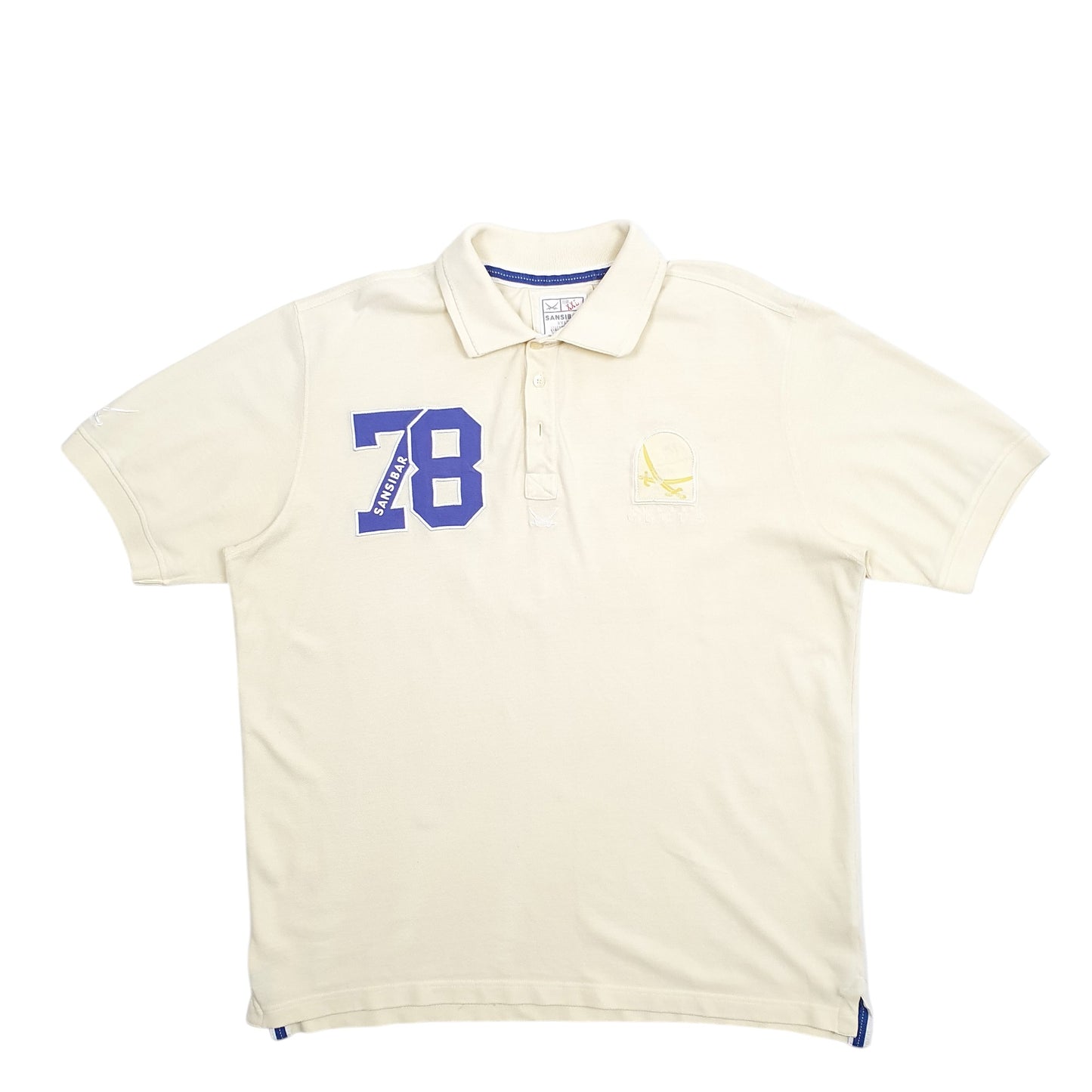 Mens Yellow Sansibar Spellout Short Sleeve Polo Shirt