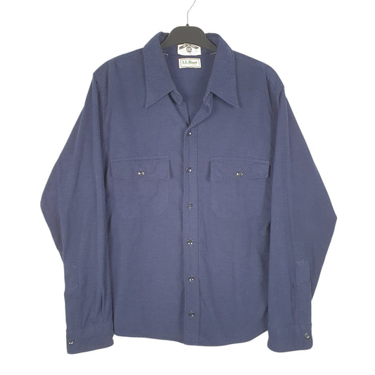 Mens Navy L.L.Bean Chamois Overshirt Shacket Long Sleeve Shirt