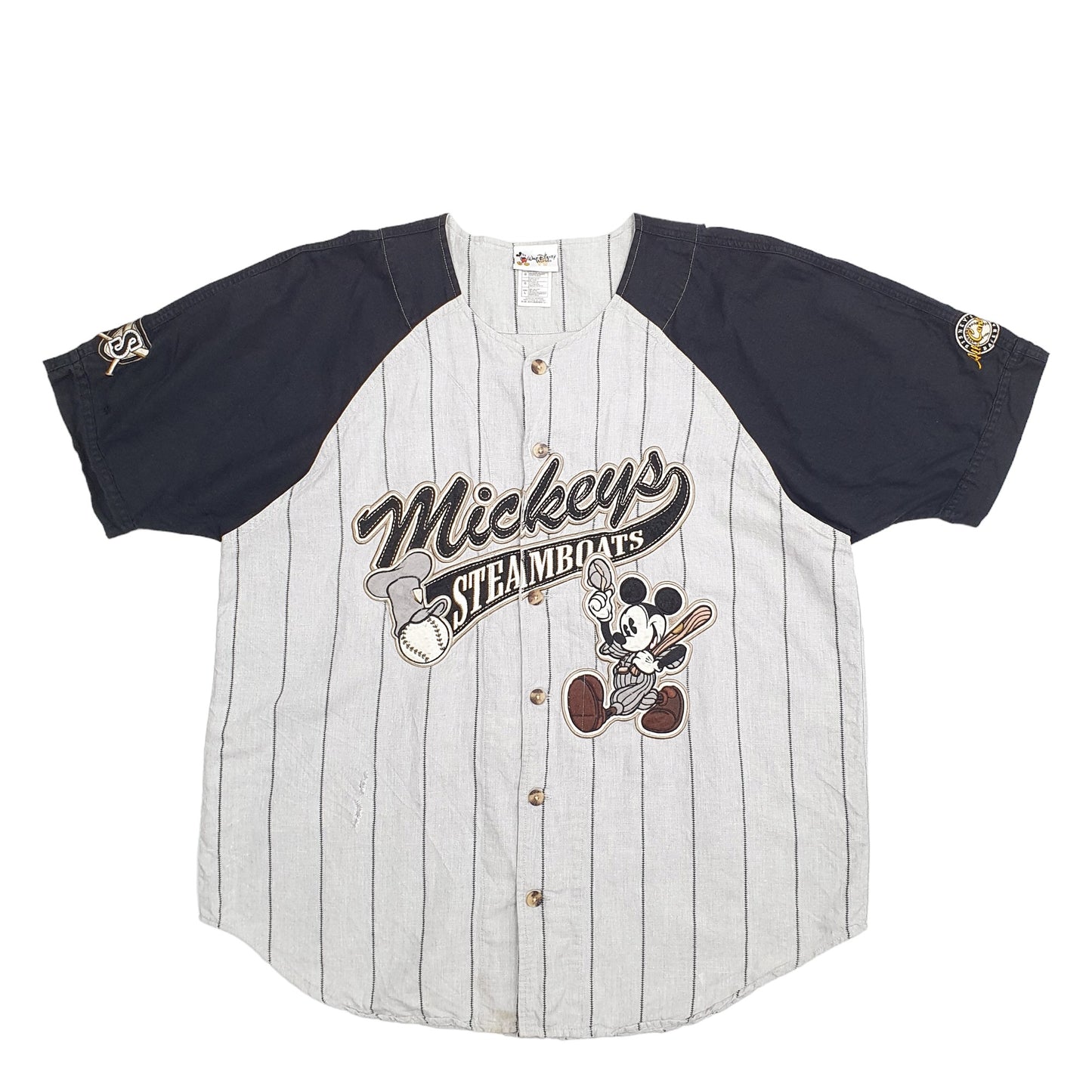 Mens Grey Disney Baseball Jersey Disney Mickey Mouse Short Sleeve T Shirt