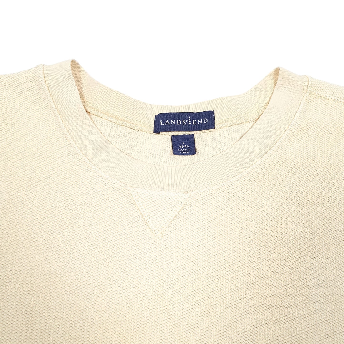 Mens Yellow Lands End Sweater Sweat Crewneck Jumper