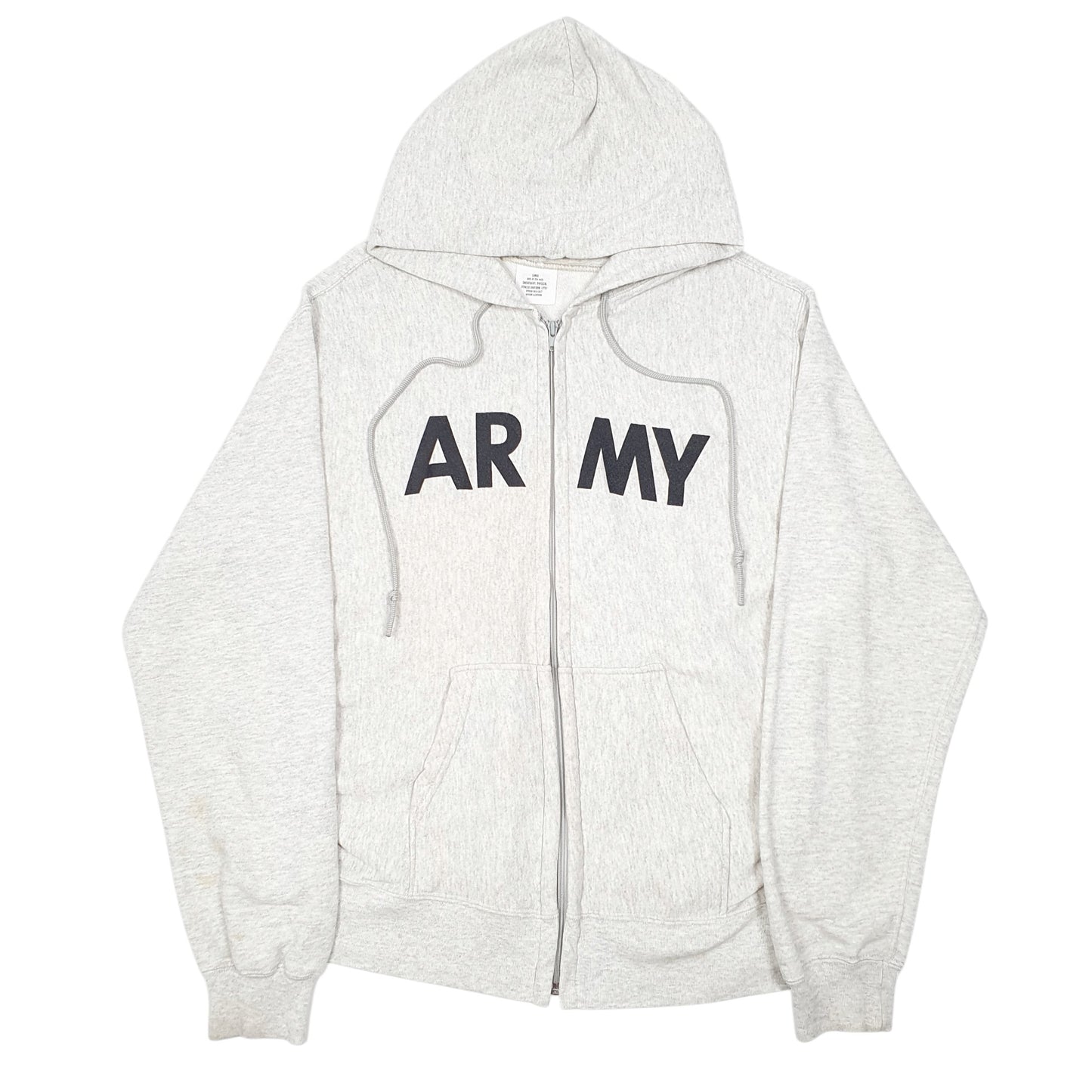 Mens Grey Unicor Hoodie Vintage U.S Army Issued Full Zip Jumper