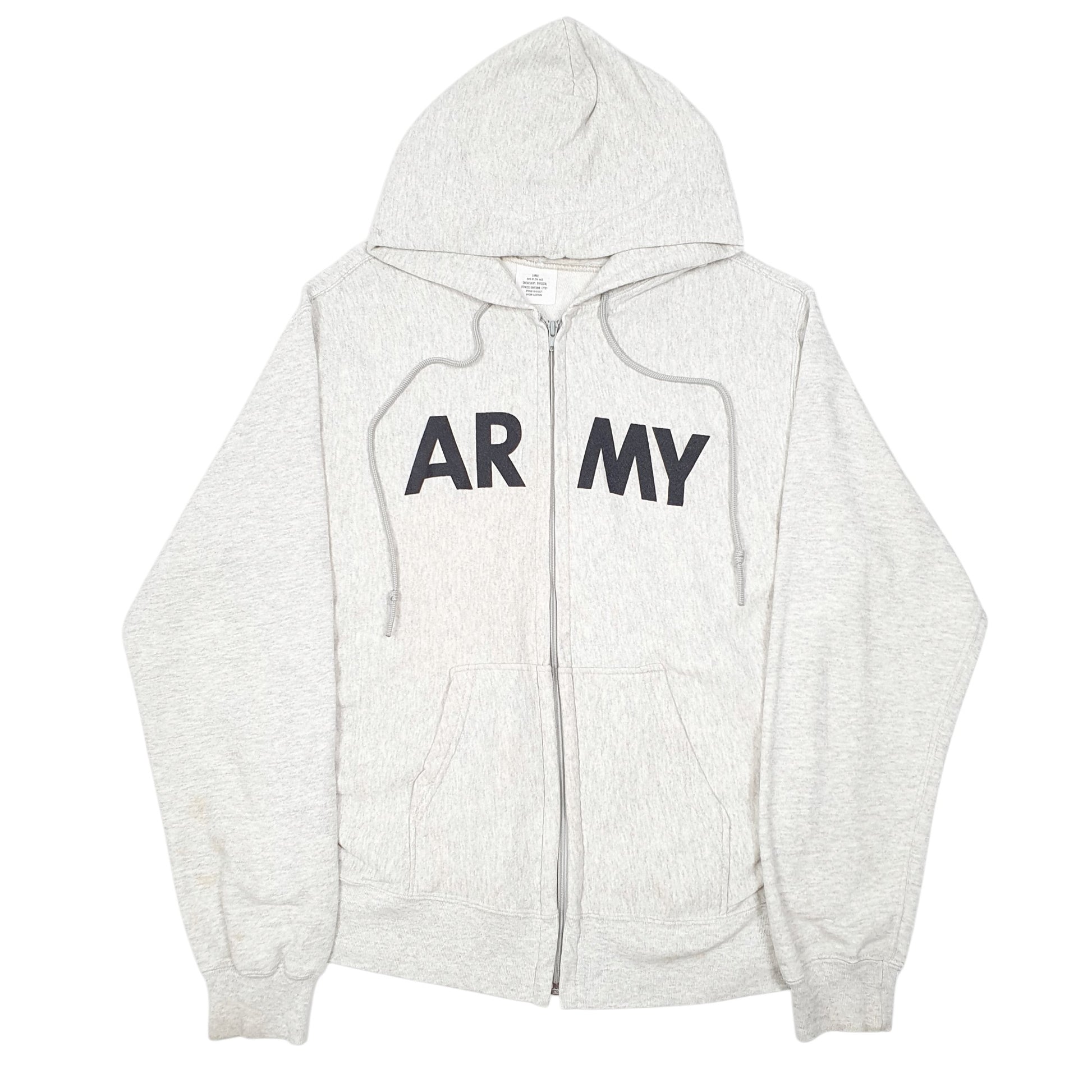 Mens Grey Unicor Hoodie Vintage U.S Army Issued Full Zip Jumper