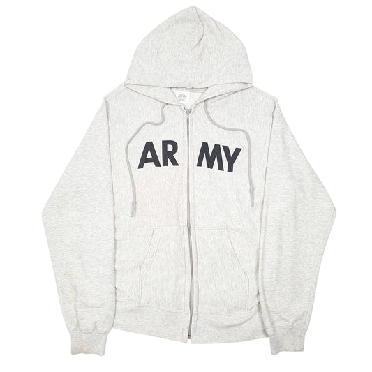 Mens Grey Unicor Hoodie Vintage U.S Army Issued Full Zip Jumper