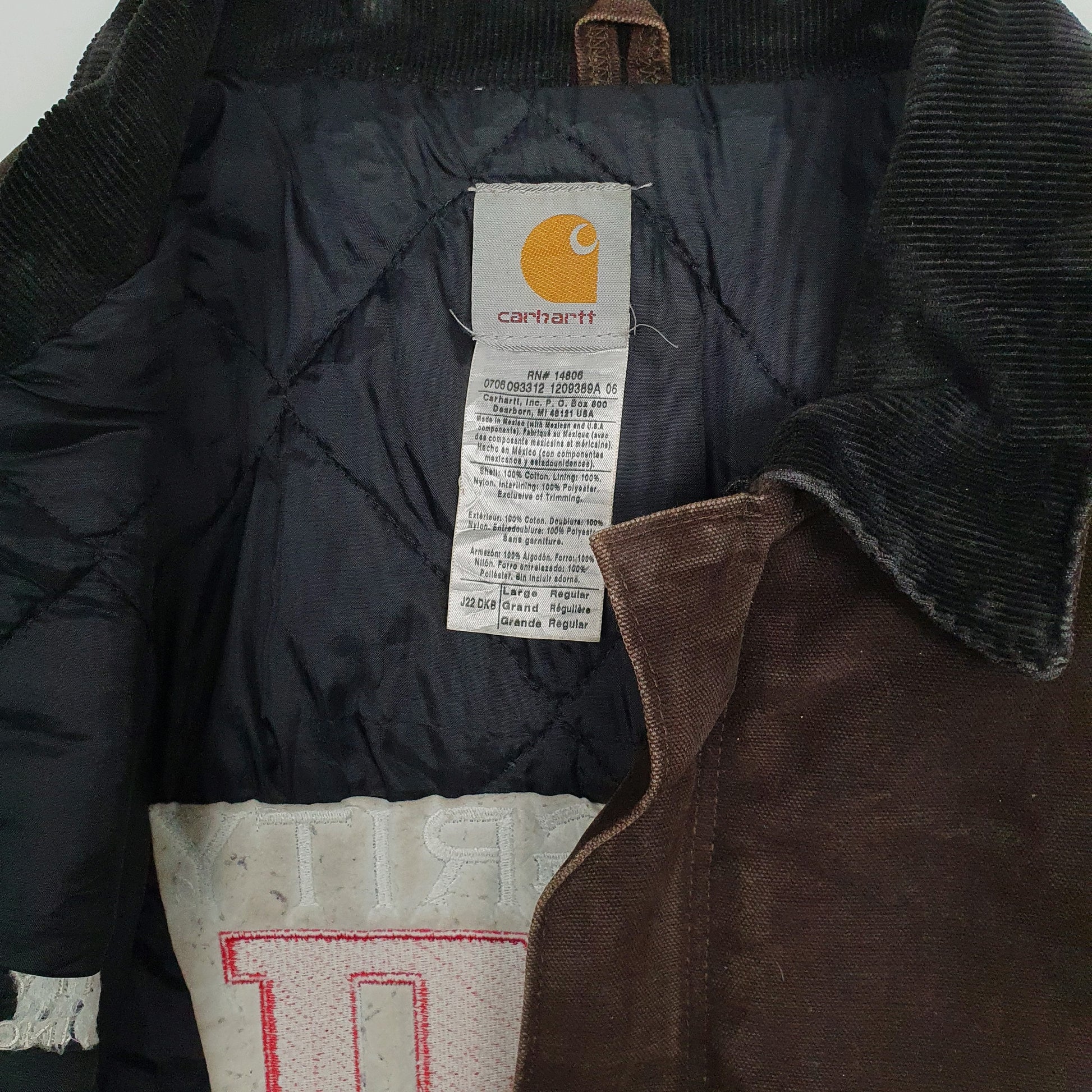 Mens Brown Carhartt J22 DKB Detroit Chore Vintage 2000s Quilted  Coat