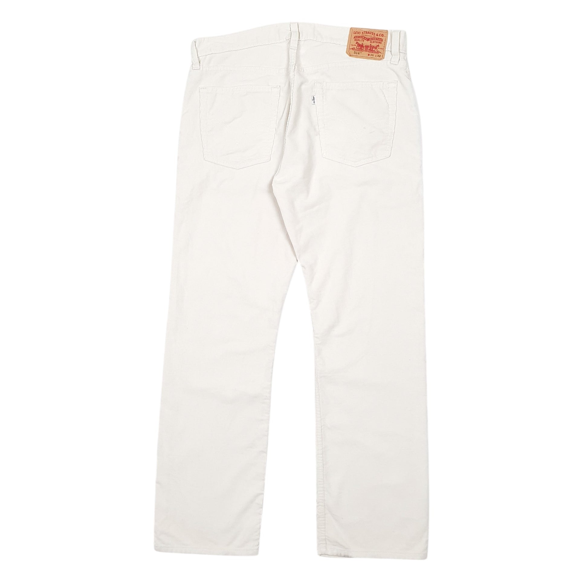 Mens White Levis 514 Corduroy Trousers