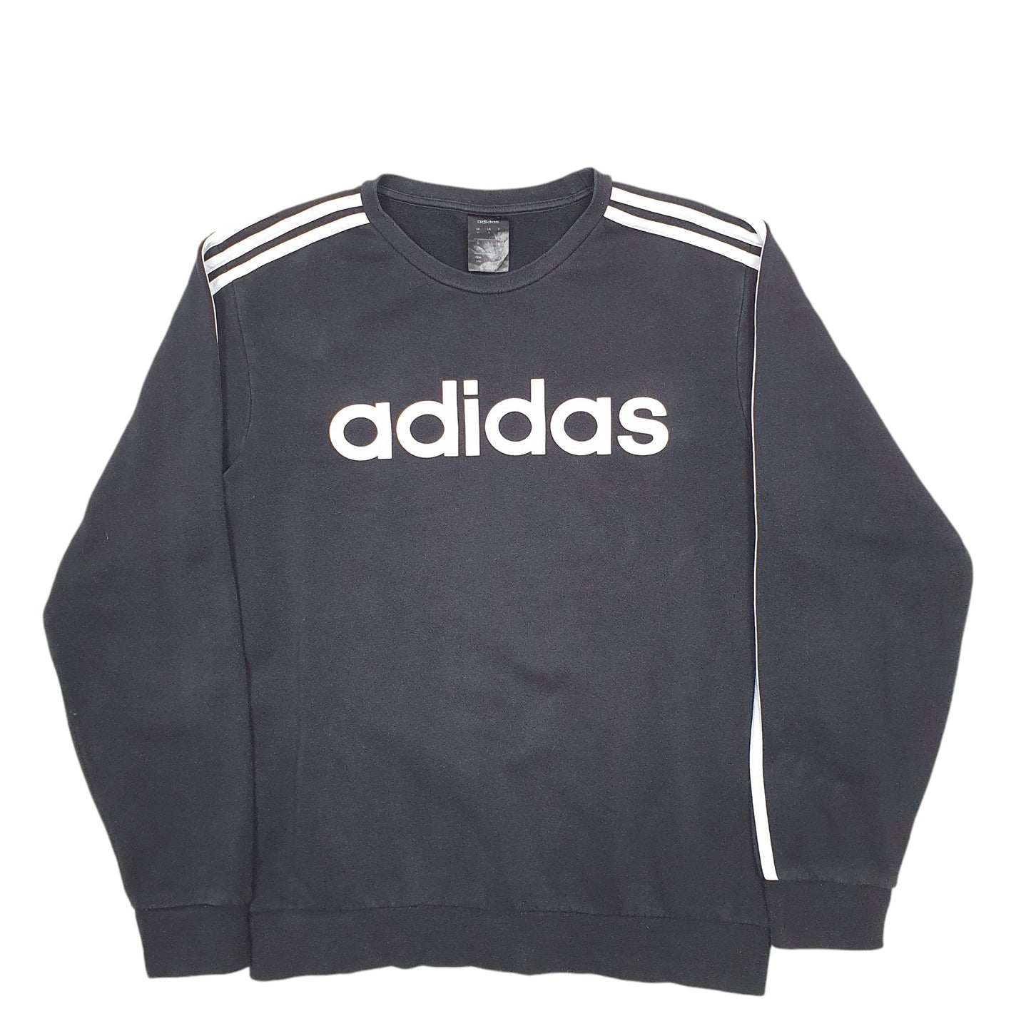Mens Black Adidas Spellout Crewneck Jumper
