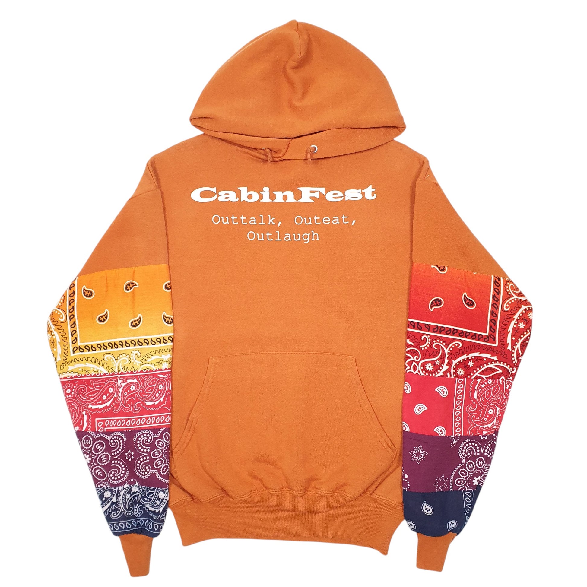 Mens Orange Jerzees Reworked Cabin Fest Hoodie Jumper