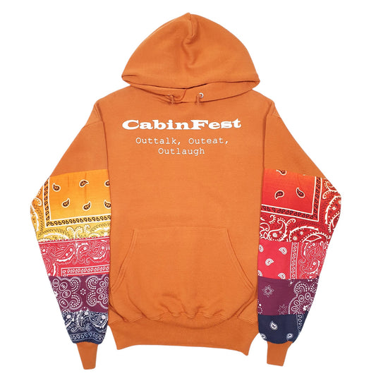 Mens Orange Jerzees Reworked Cabin Fest Hoodie Jumper