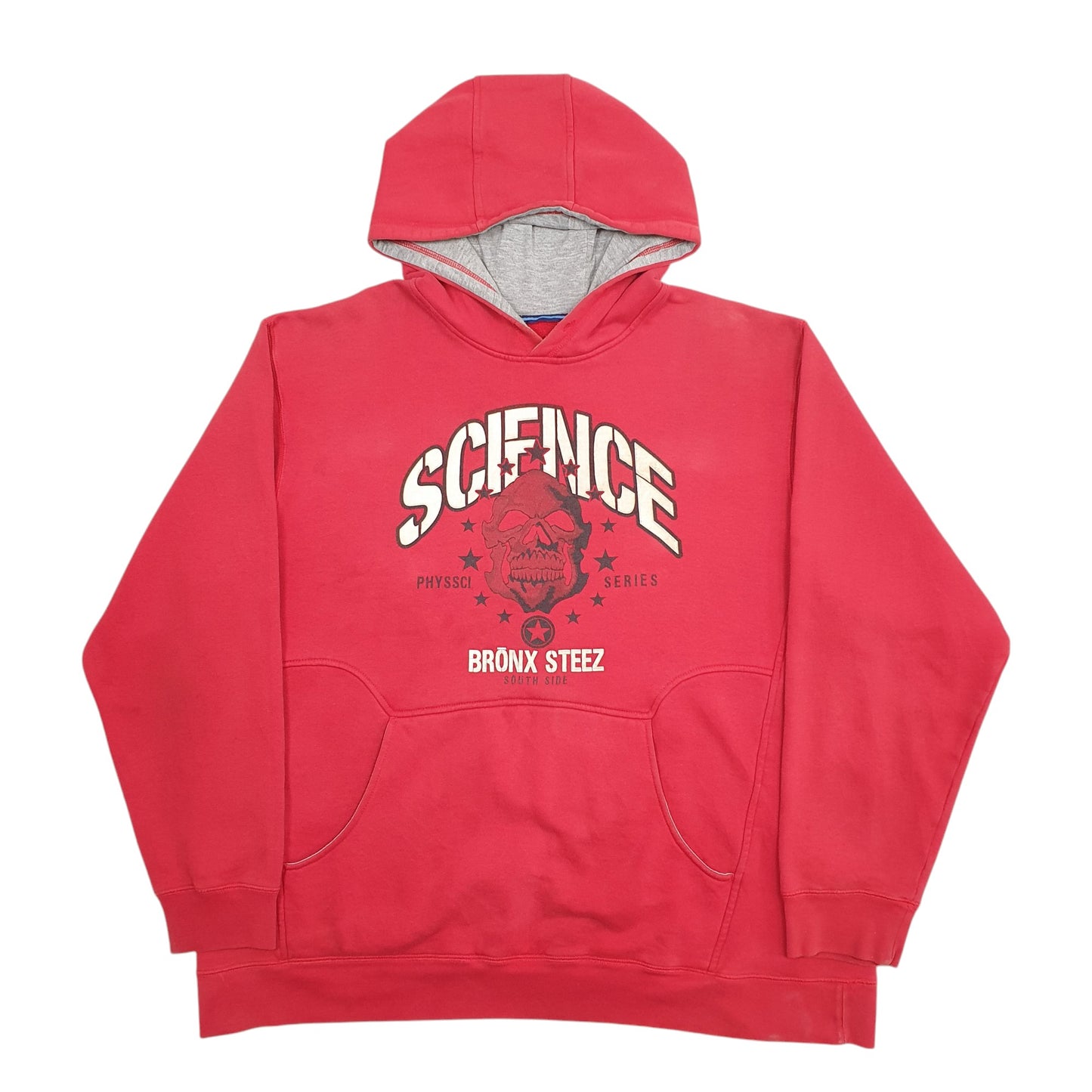 Mens Red Science Bronx Steez Spellout Hoodie Jumper