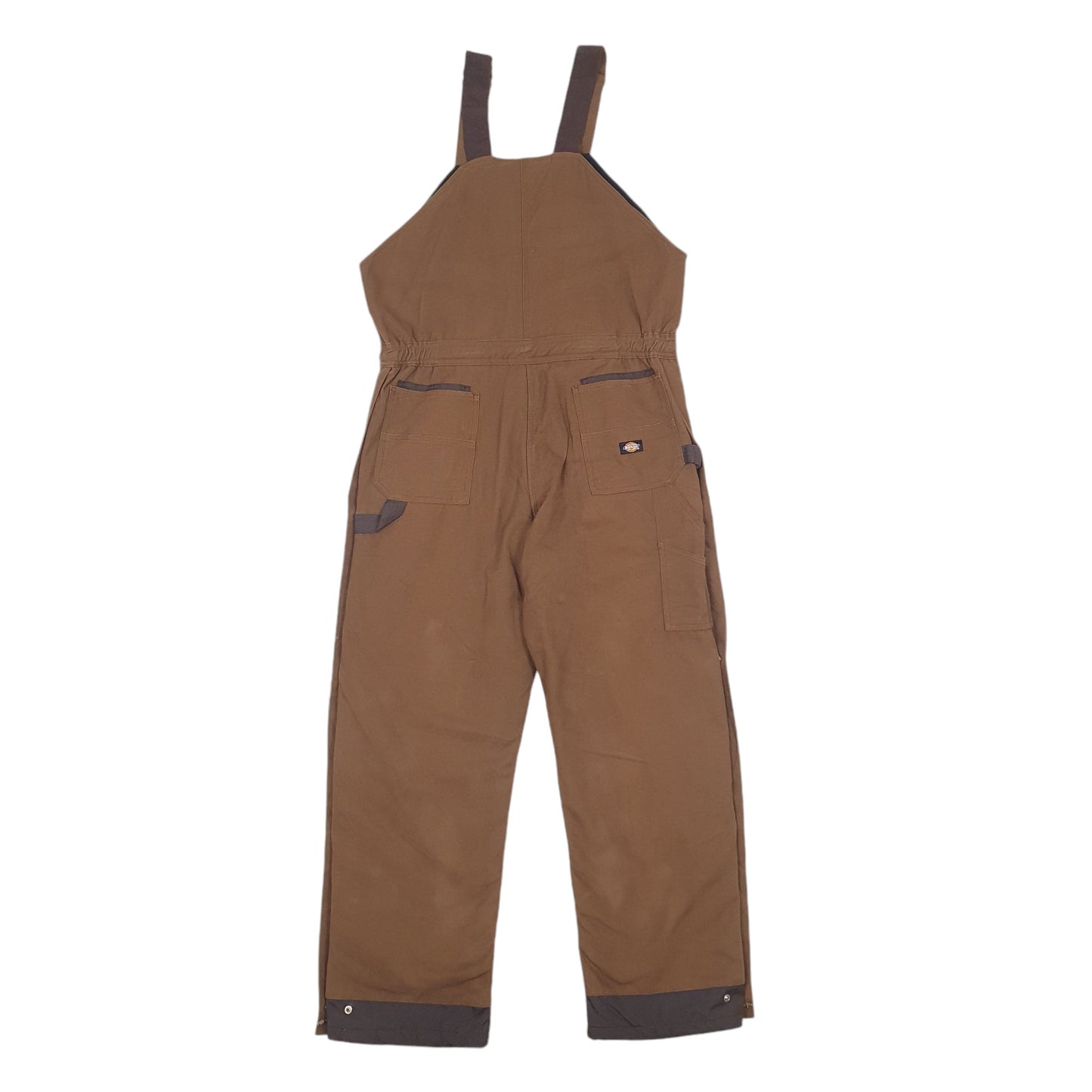 Mens Brown Dickies Fits L Denim Overalls Bib Quilted Insulated Winter Dungaree Trousers