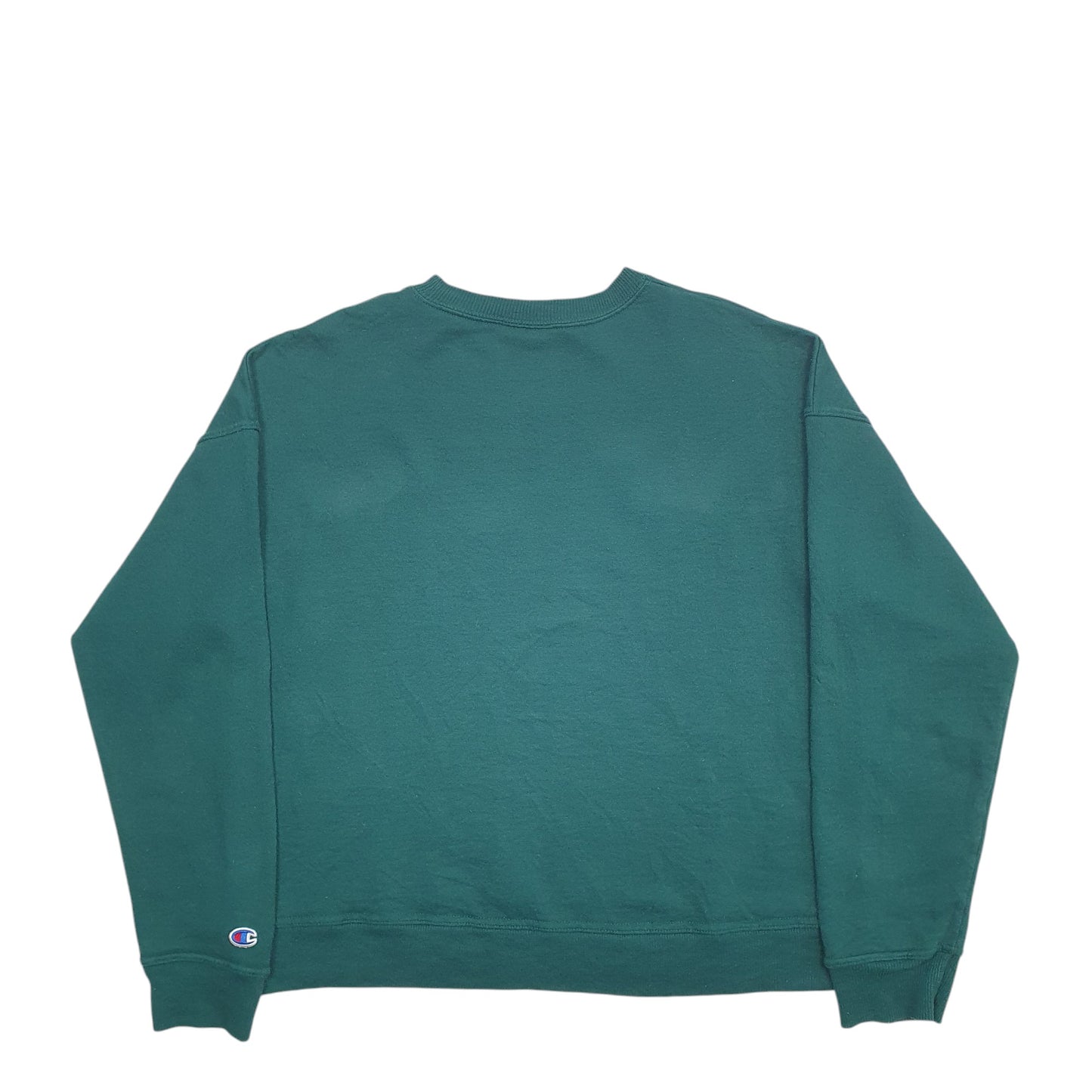 Womens Green Champion Spellout Crewneck Jumper