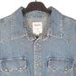Mens Blue Levis Denim Jeans Western Pearl Snap Cowboy Overshirt Long Sleeve Shirt
