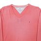 Mens Pink Tommy Hilfiger  V Neck Jumper